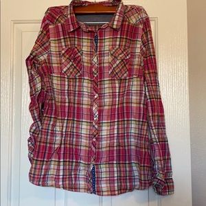 Pink Plaid Button Up